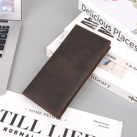 Longs portefeuilles pour hommes en cuir de vachette véritable pince à billets porte-carte de créateur de luxe portefeuille personnalisé pour hommes