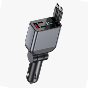 Cargador de coche retráctil 4 en 1, 5 en 1, portátil, de 60W, con múltiples puertos, super rápido, con carga rápida tipo C. - Product Image 1