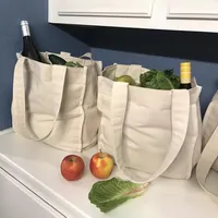 कस्टम पर्यावरण के अनुकूल बड़े शॉपिंग बैग ले जाना के साथ पुनर्नवीनीकरण कैनवास कपास पुन: प्रयोज्य किराने बैग लोगो