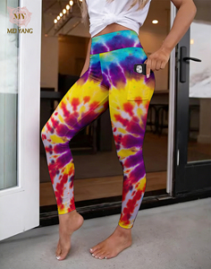 Leggings Deportivos Meiyang con Estampado Personalizado, Cintura Alta, Pantalones de Yoga con Estampado Tie-Dye y Bolsillos, Ropa para <span class=keywords><strong>Mujer</strong></span> - Product Image 6