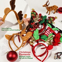 Ensemble de serre-têtes de Noël personnalisés Shily&OS : Serre-tête en forme de bois de renne, chapeau d'elfe en raphia, cerceau à cheveux en peluche orné de strass et de paillettes – Vente en gros