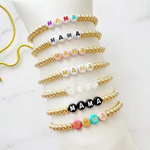 Personalized Custom Words 14K Golden Beads Different types Letter beads MAMA Bracelet Gifts For Mom Mother's Day