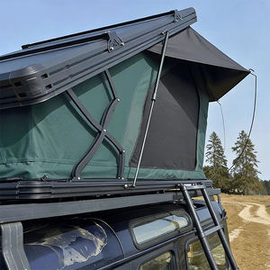 Tente de toit de luxe triangulaire pour camping, sac à chaussures inclus, tente de toit rigide en aluminium pour voiture avec échelle - Product Image 1