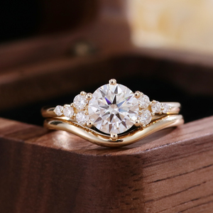 Style classique 6 <span class=keywords><strong>plongs</strong></span> 1ct 10k or Moissanite bague anneaux de mariage ensemble pour Couples main faire solide jaune or amitié bague - Product Image 3