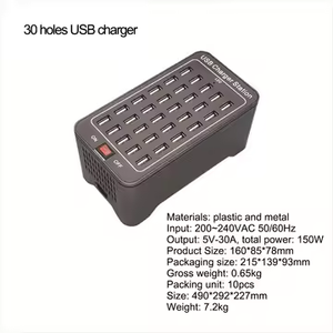 Sạc USB 30 Cổng 150W 30A Máy Tính Để Bàn Trạm Sạc Tường Sạc Power Adapter Đen ABS + Đồng 100-240V Đầu Vào 1 Năm Bảo Hành - Product Image 6