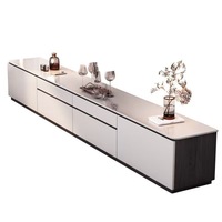 Vente en gros Meuble TV basse de quantité minimale de commande avec rangement Mobilier de salon moderne et luxueux Table TV en bois Console média Meuble TV gris