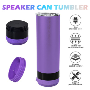 Vaso de Viaje Personalizado de 20 oz, Doble Pared, Acero Inoxidable 18/8, Aislado, con Altavoz Inalámbrico LED - Product Image 6