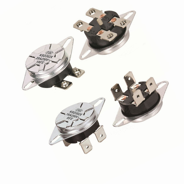 KSD302 Series Bipolar Manual Snap Action Thermostat 250V 20A Bimetallic Electric Water Heater Temperature Control Switch Thermal