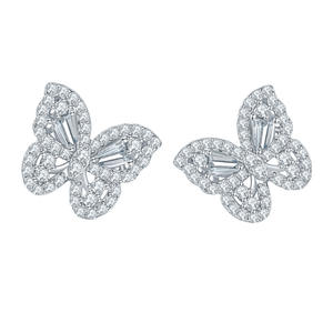 Boucles d'oreilles papillon en moissanite pour femmes, bijoux de qualité supérieure, argent, tendance - Product Image 1