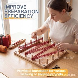 Wooden <b>Diy</b> Weaving Loom <b>Kit</b> 4 Sets Handmade Textile Yarn Tools For Crafting - Product Image 2