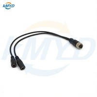 Câble répartiteur M12 4 broches en laiton plaqué or IP68 avec double prise femelle DC 5.5x2.1mm pour systèmes de contrôle d'éclairage LED 30-250V