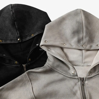 Sweat à capuche vintage personnalisé avec rivets, vêtements Y2K pour hommes, sweat à capuche zippé en coton, streetwear, fabricant de haute qualité