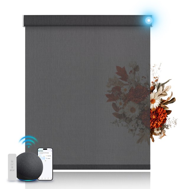 Waterproof Cordless Smart Roller Shades 100% Polyester Fabric Spring Custom Motorized Sun Roller Blinds for Commercial
