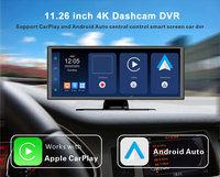 Moniteur de voiture portable Kowankit 11,26 pouces, écran 2.5D en cellule, caméra embarquée 4K, écran de voiture pour Apple CarPlay et Android Auto