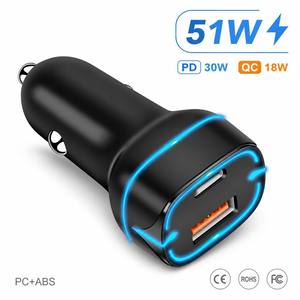 Cargador de Coche Rápido USB C de 12V, 2 Puertos PD 20W QC 18W (Total 38W), Ignífugo, de PC y ABS, <span class=keywords><strong>Precio</strong></span> de Fábrica OEM ODM - Product Image 1