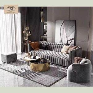 OKF Gris Moderno Tech Tela Tufted Sofá Set Sala de estar comodidad Sofá Set Filipinas Sofás Muebles Sala de estar - Product Image 2
