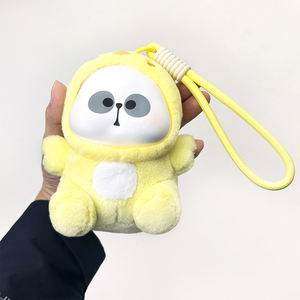 カスタマイズされた無地のぬいぐるみパンダ人形ペンダント装飾キーホルダー、短い織り紐のおもちゃリストストラップ、キーホルダー紛失防止コード - Product Image 3