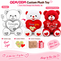 Oursons en peluche duo blanc et rouge, deux façons de dire « je t'aime », animaux en peluche OEM ODM pour cadeau de la Saint-Valentin, vente en gros directe usine