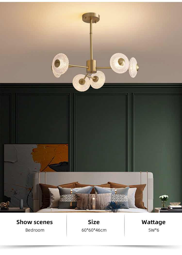 Nordic Golden Color Acrylic Decorative Modern Led Chandelier Pendant Lamp For Indoor Lighting