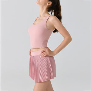 Nueva llegada verano a prueba de golpes gimnasio camiseta sin mangas chica plisada hermosa falda con bolsillo pantalones cortos baile mujeres ropa de tenis - Product Image 6