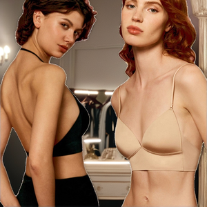 Sujetador sin costuras, sin aros, invisible, sin espalda, con decoración de encaje, fino, sexy, con tirantes halter, espalda en U, push-up, copa completa para mujer - Product Image 2