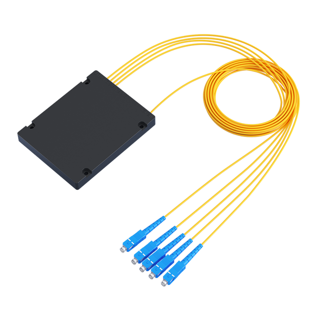 High Quality 1x4 PLC Splitter ABS Box Type Fiber Optic with SC/LC/FC/ST Connectors APC/UPC/PC