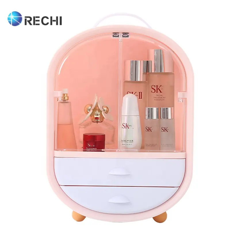 RECHI Precision Co 2020 Produk Baru 3 Lapisan Make Up Organizer Kosmetik Kasus Layar Rak dengan Laci Tampilan Caddy Rak Organisasi Kotak