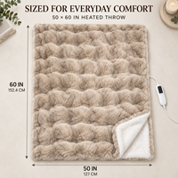 Plaid chauffant double couche en fausse fourrure de lapin Shepral 50*60 pouces, 9 niveaux de chauffage, protection contre la surchauffe, lavable