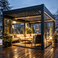 Pérgola de Aluminio de Grado Comercial con Techo de Láminas Motorizadas, Resistente al Agua y al Viento, Personalizable, Bioclimática, para Jardín Exterior