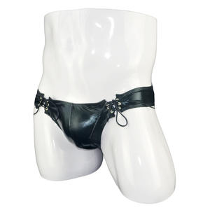 Mutande Sexy erotiche da <span class=keywords><strong>uomo</strong></span> in <span class=keywords><strong>pelle</strong></span> artificiale a vita bassa con cinturino in Jock mutande con cinturino in Jockstrap per glutei - Product Image 5