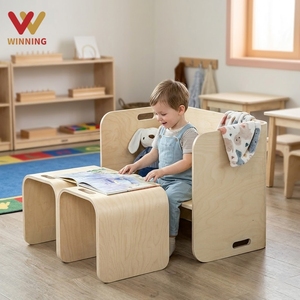 Juego de Mesa y Sillas Montessori de <span class=keywords><strong>3</strong></span> Piezas <span class=keywords><strong>para</strong></span> Niños, Muebles de Madera Contrachapada <span class=keywords><strong>para</strong></span> Aula de Jardín de Infancia, Guardería y Aprendizaje <span class=keywords><strong>Preescolar</strong></span> - Product Image 1