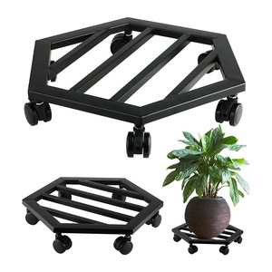 Chariot à plantes en métal de haute qualité avec <span class=keywords><strong>roulettes</strong></span>, <span class=keywords><strong>support</strong></span> à plantes roulant robuste pour usage intérieur et extérieur, avec <span class=keywords><strong>roulettes</strong></span> pivotantes - Product Image 1