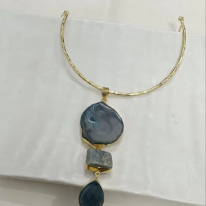 Collar de piedra de latón y piedras preciosas Uso diario y fiesta-Listo para el aniversario de compromiso de boda - Product Image 1