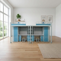 Lit superposé moderne et minimaliste en fer forgé avec bureau et bibliothèque, idéal pour les dortoirs chinois et les appartements étudiants