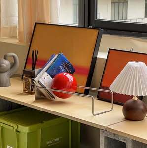 Étagère de rangement pour <span class=keywords><strong>DVD</strong></span> et <span class=keywords><strong>CD</strong></span> de style Bauhaus du milieu du siècle - Étagère de bureau moderne en acier inoxydable avec rangement autonome - Product Image 5