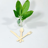 Couverts en bois biodégradables de 140 mm, fourchette, cuillère, couteau en bois pour fête