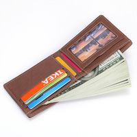 Dompet penyimpan kartu klip uang kulit asli asli kuda gila gaya grosir kustom
