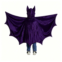 Cape de chauve-souris noire pour enfants, ensemble de poncho à capuche citrouille pour Halloween, déguisement de carnaval pour enfants, vente en gros