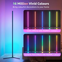 Barre lumineuse d'angle LED RGBIC 16 millions de couleurs, synchronisation musicale, commande vocale, télécommande/application Wi-Fi, lampe sur pied minimaliste blanche pour usage résidentiel