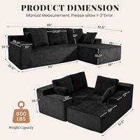 Canapé modulable sans structure en mousse haute densité, grand format, avec chaise longue droite en L, ensemble canapé-lit, assise profonde, pour salon