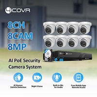 4COVR 8-Kanal CCTV-Kamerasystem 4K IP PoE NVR Kit 2TB HDD 8X 8MP KI-Nachtsicht Mobile App-Ansicht Heim- und Geschäftsüberwachung