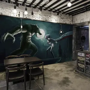 Papel de parede de jogo de vídeo Werewolf, adesivo de parede para decoração de parques de diversões, tema escuro, loja de assassinato, salão de festas