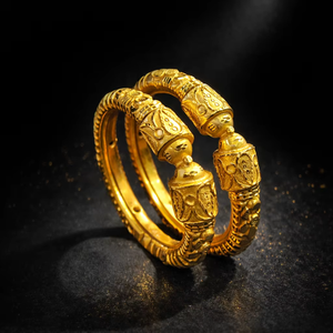 กำไลข้อมือดีไซน์ใบไม้ชุบทอง 24K ขายส่ง เครื่องประดับแฟชั่นแบบดั้งเดิม ชุดกำไลสำหรับงานแต่งงานและงานปาร์ตี้ - Product Image 1