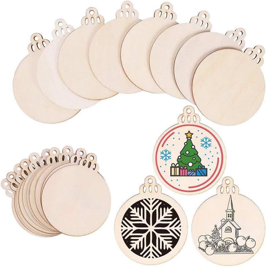 Plateau rond de Noël en bois