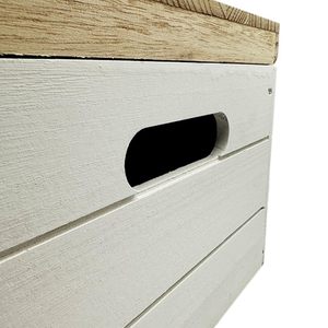 Ensemble de 3 boîtes de rangement en bois blanches empilables avec couvercles et poignées, boîte décorative pour la maison, pour l'organisation du salon et de la chambre - Product Image 2