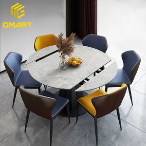 Table de salle à manger légère de Style contemporain, meuble de luxe et moderne, modèle en marbre blanc, bon marché, vente en gros
