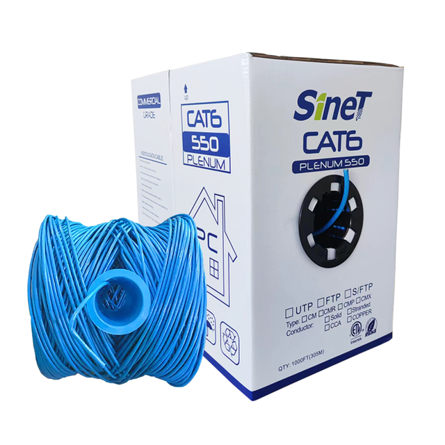 CMP Cat6 Ethernet Bulk Cable 1000ft 305m 23AWG Solid Pure Bare Copper Wire 550MHz UTP PVC ETL Listed Plenum Communication Cables