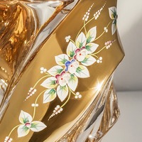 Vas Kaca Kristal BOHEMIA Impor Baru dari Ceko, Buatan Tangan dengan Enamel Emas, Gaya Eropa, Hiasan Dekorasi Rumah