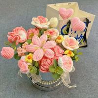 Set Bunga Rajut Buatan Tangan Portabel dalam Wadah, Hadiah Siap Pakai - Hari Ibu Natal, Warna/Ukuran Dapat Disesuaikan, Modern