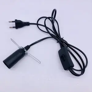 Hitam Putih 1 1.2 1.8 2M kabel listrik tombol Dimmer lampu saklar dasar lampu garam Himalaya kawat daya listrik US EU UK AU Plug